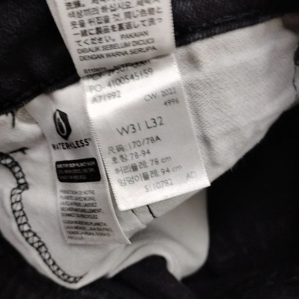 Levis 502 Regular Tapered Fit Mens Jeans 31x32 Washed Black Denim Pants